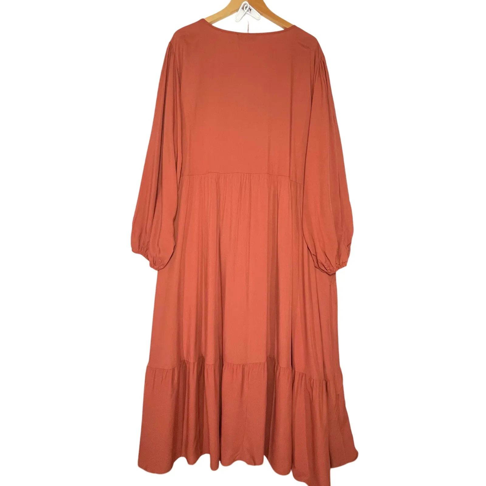 NWT RusttyDustty Women’s Ruffle Tiered Balloon Sleeve Maxi Dress 4X Brown - Image 5