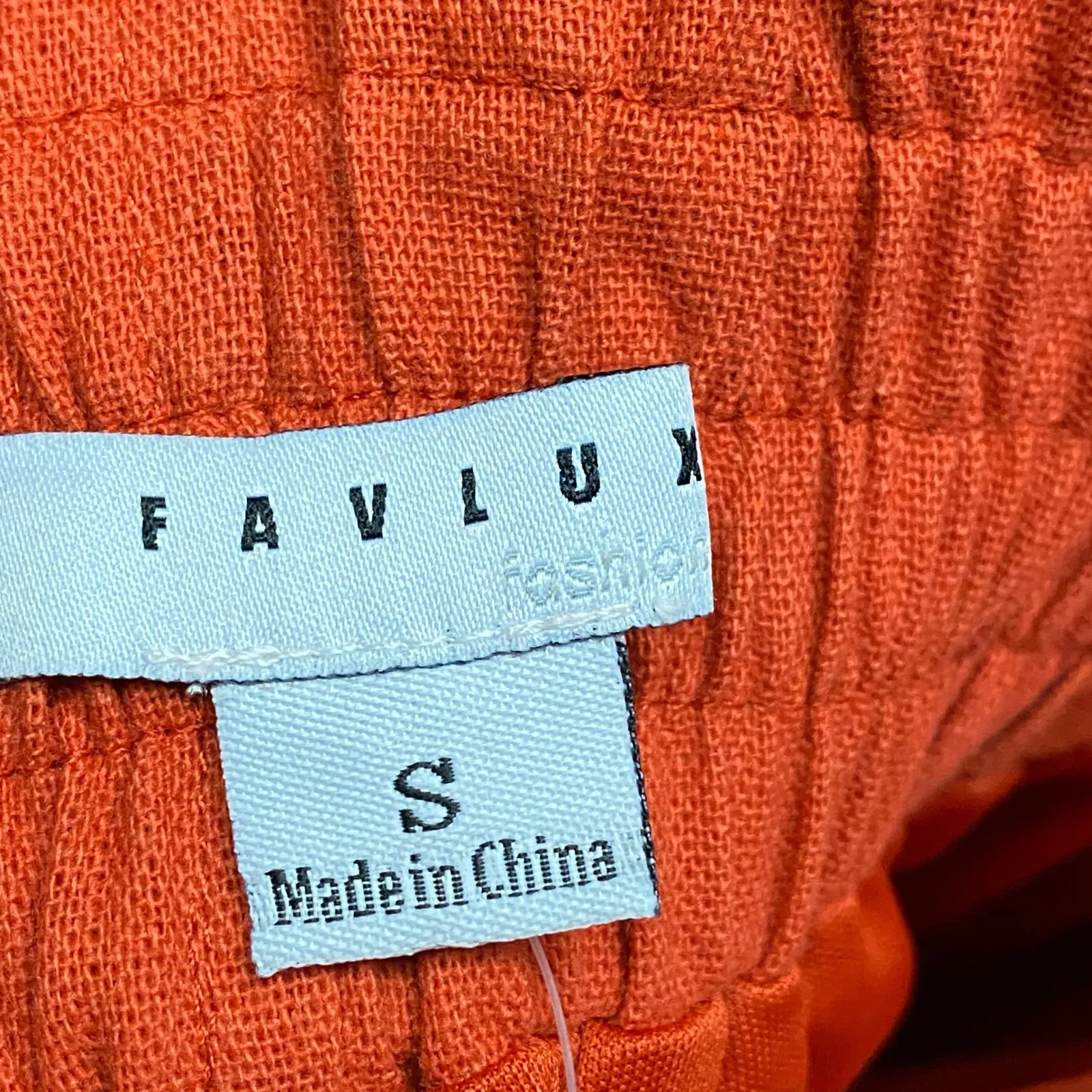 Favlux Women Small Rusty Orange Paperbag Buttoned Front Skirt High Waist Pockets - Image 2