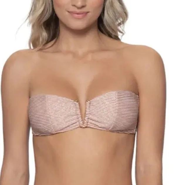 PQ Swim Aperol Stripe V Bandeau White Size L - Image 2