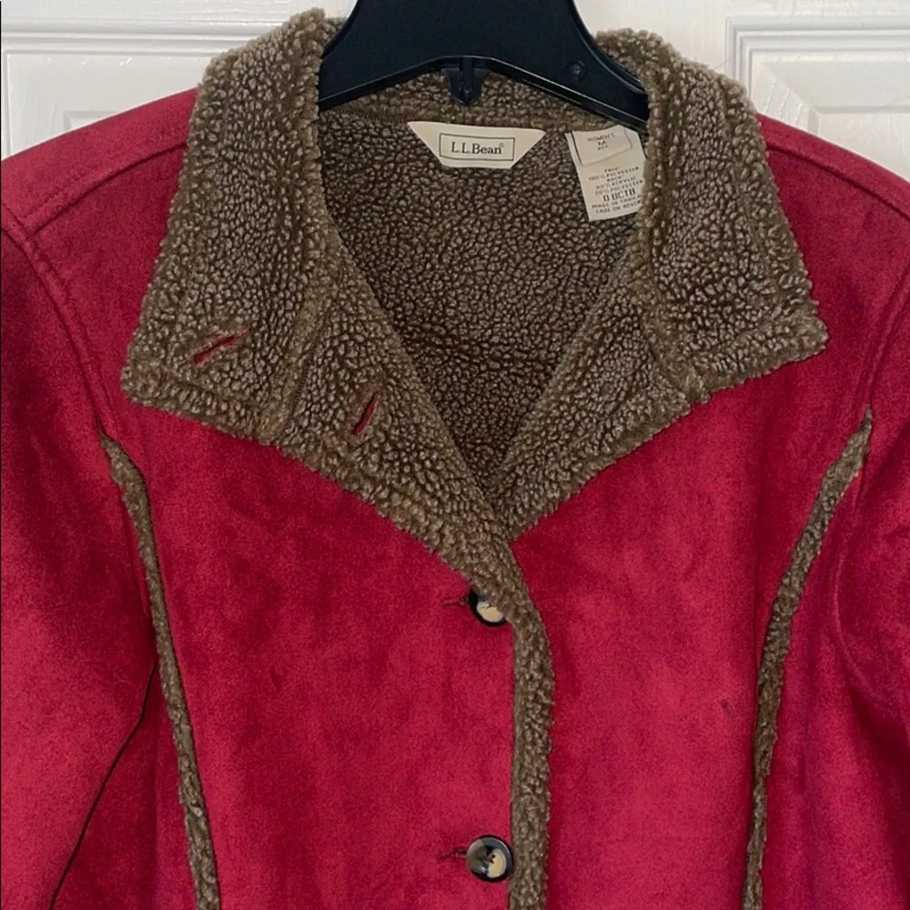 L.L. Bean Maroon Sherpa Coat - Image 3