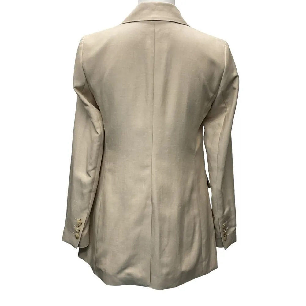 Talbots Petite Double Breasted Blazer‎ Jacket Sz 2P Beige Long Sleeve Work - Image 5