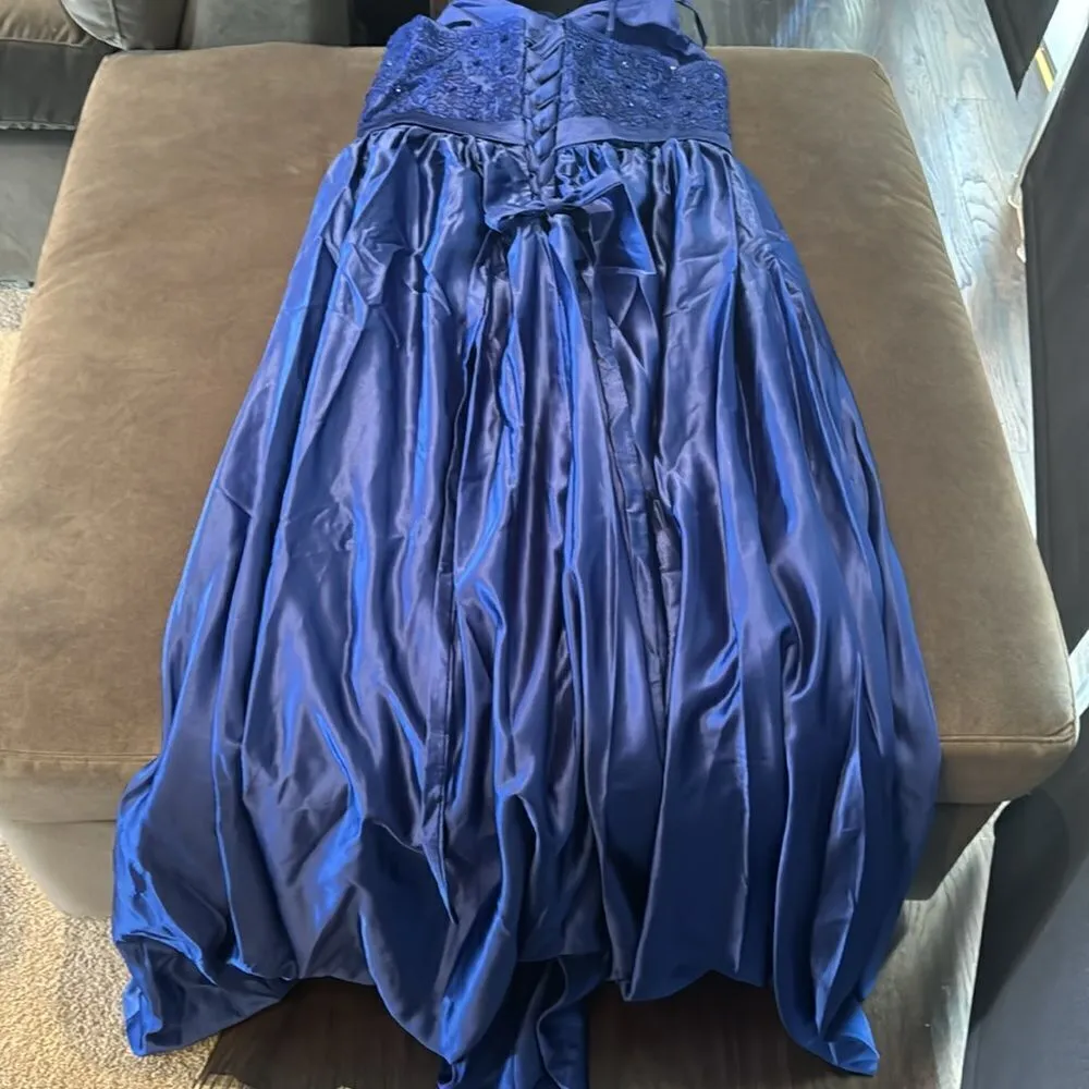 Women’s Spaghetti Strap Full Length Corset Back Party Prom Dress Size L *READ Blue Size L - Image 10
