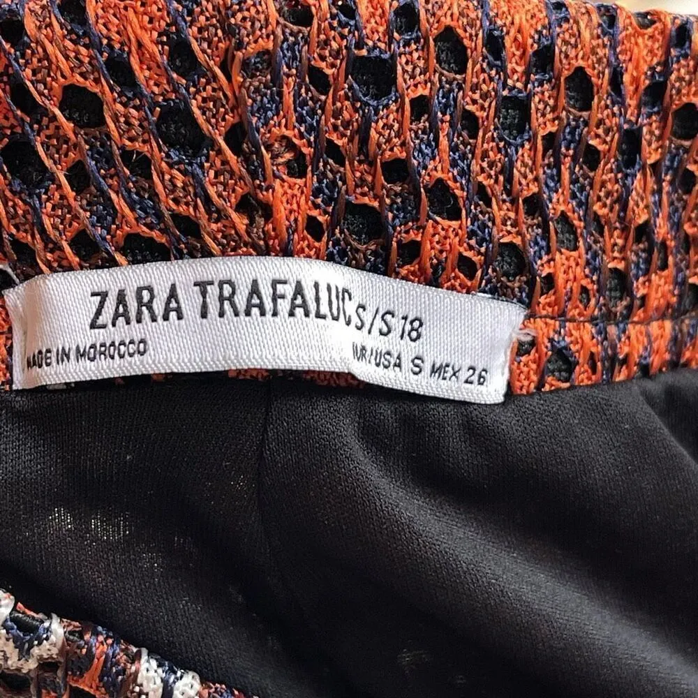 ZARA Trafaluc Zig Zag Chevron Open Knit Wide Leg Pants - Small - Image 8