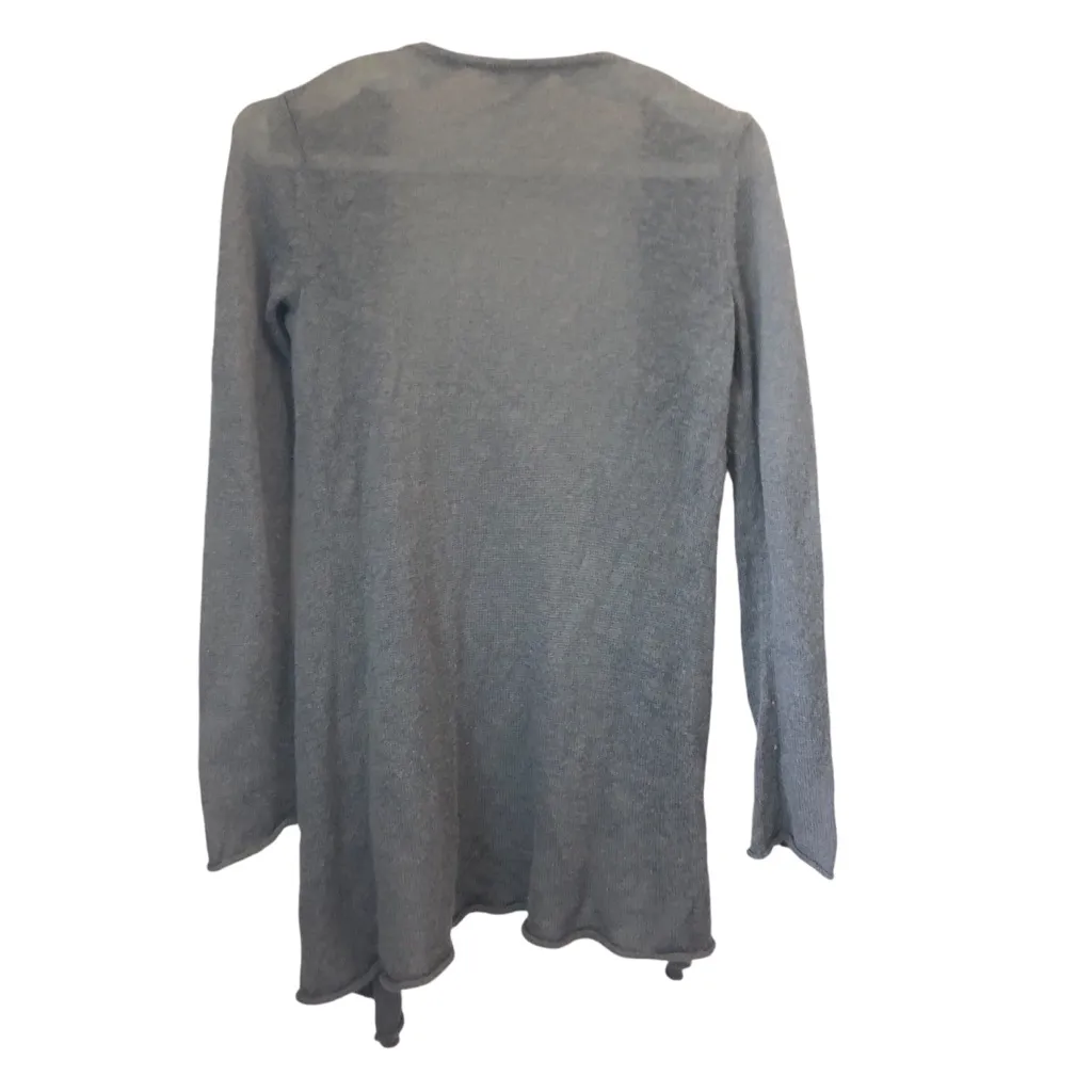 C Garnet Hill Gray Mohair Wool Open Knit Women Lightweight Cárdigan XS - Image 3