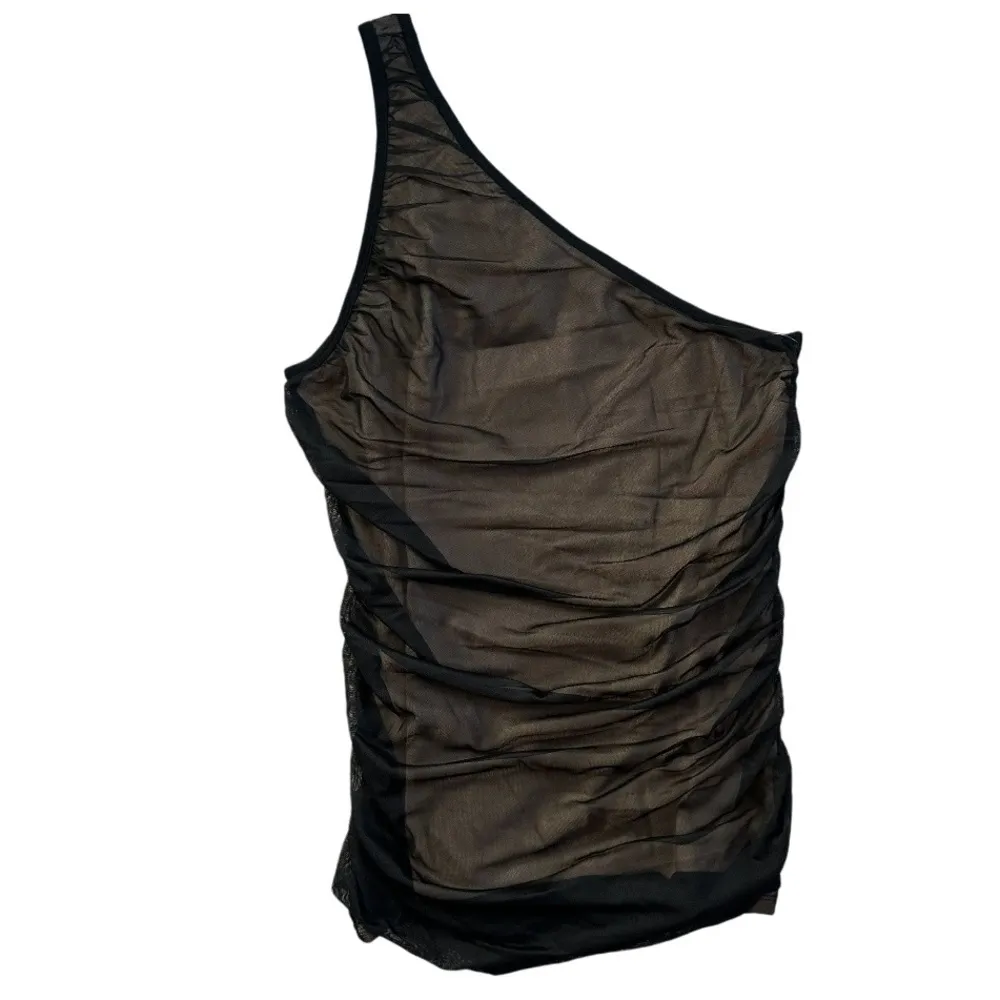 NWT Torrid Ruched Mesh One Shoulder Contrast Lining Top- Black 00 NWT - Image 5