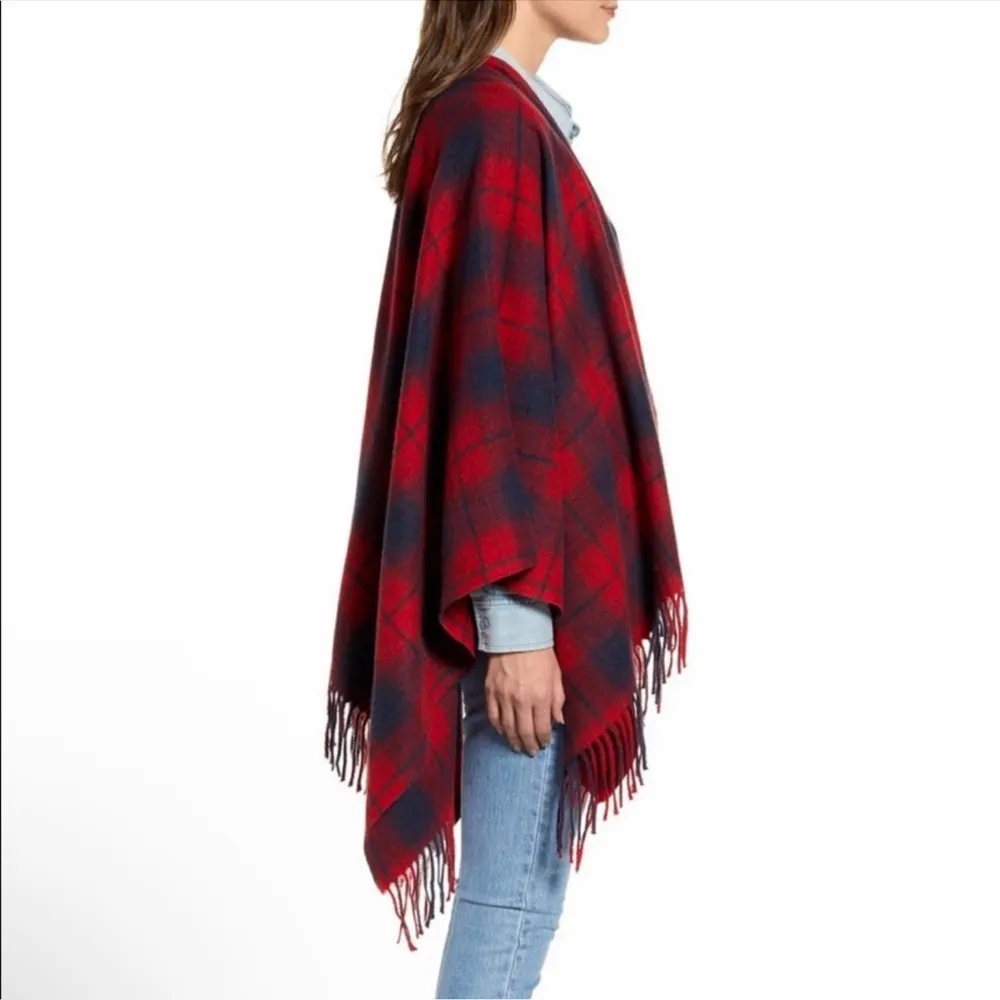 Treasure & bond fringe plaid blanket wrap Shawl poncho one size NWT - Image 3