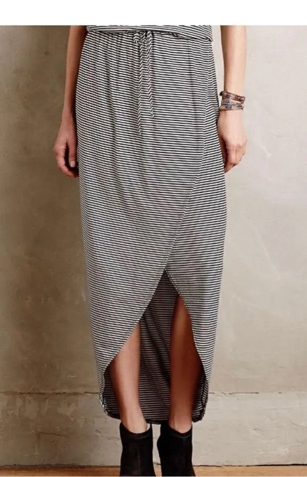 Dolan Left Coast Dress Black White Stripe Knit Cowlknit Midi cowl neck Sleeveles Black - Image 3