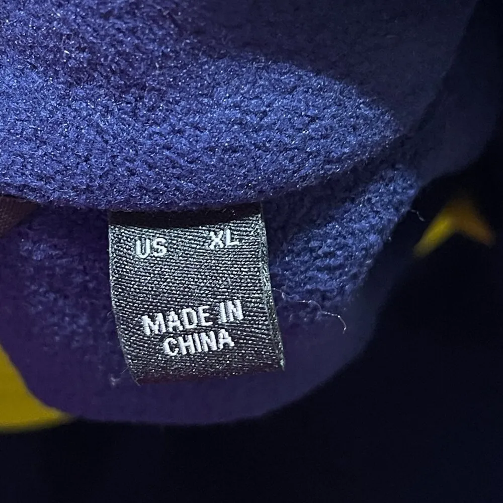 Susan Graver Weekend Fleece Jacket Snap Navy Yellow Size XL Extra Large - Image 5