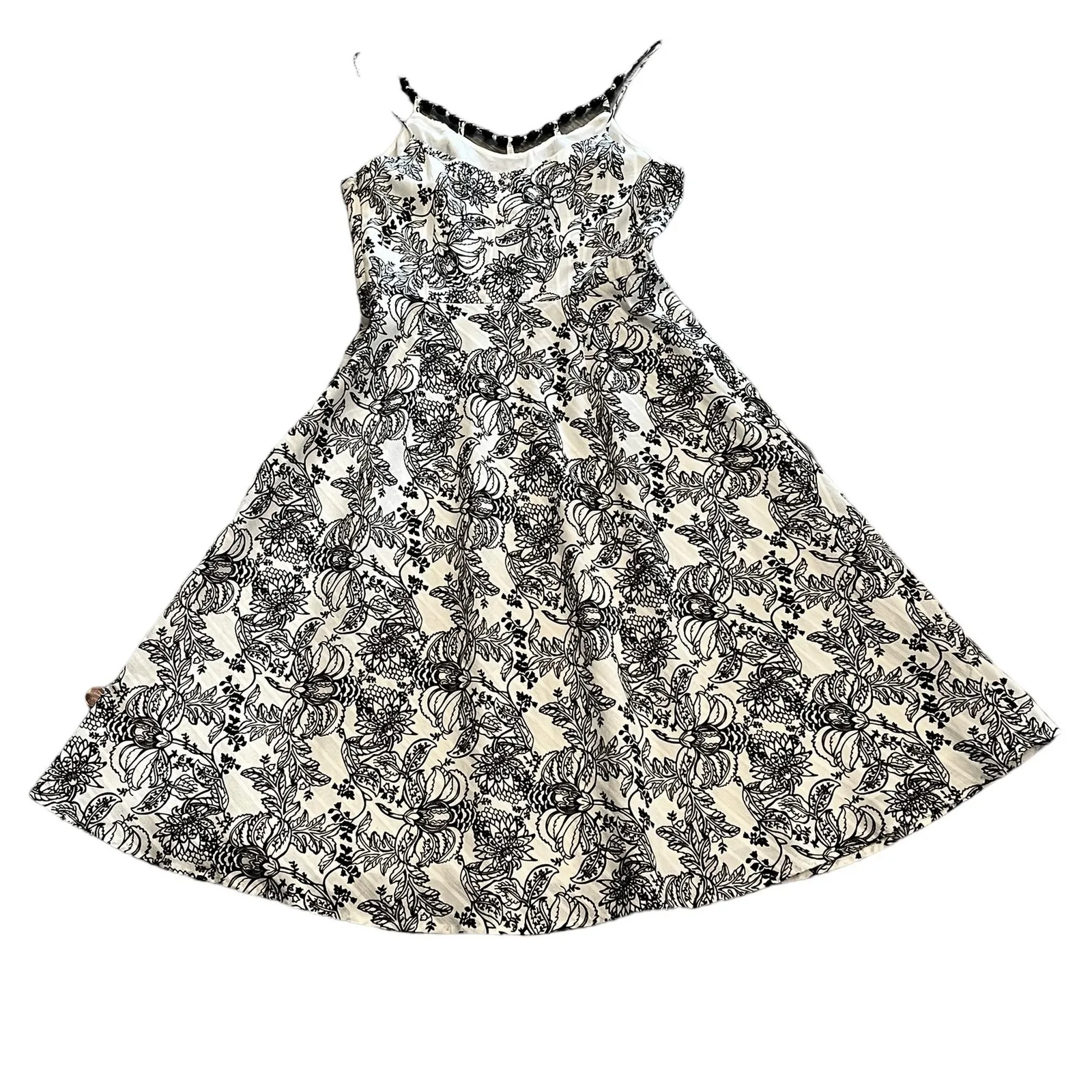 Ann Taylor Loft Fit Flair Black White Floral Dress Womens Sz 0 Petite Mob Wife - Image 4