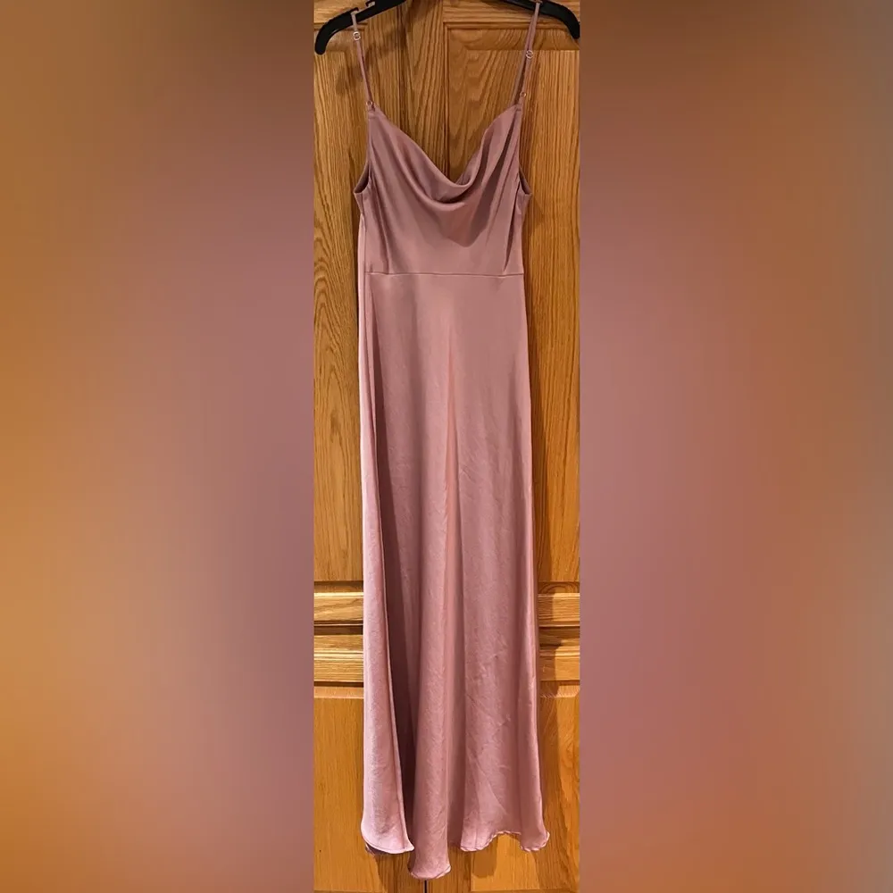 Free People Intimately Smoke & Mirrors Drape Maxi Mauve Satin Slip Dress Size XS - Image 13