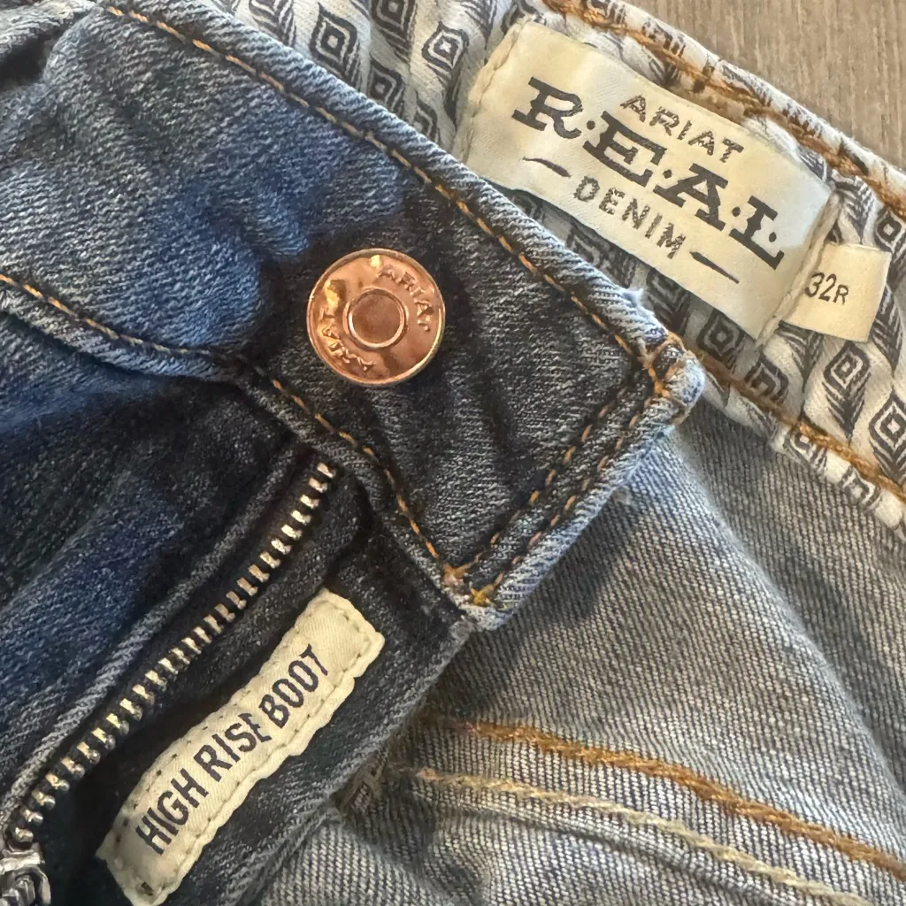 Ariat Real Denim Womens Mid High  Bootcut Jeans 33 R Stretch Western Cowgirl - Image 6