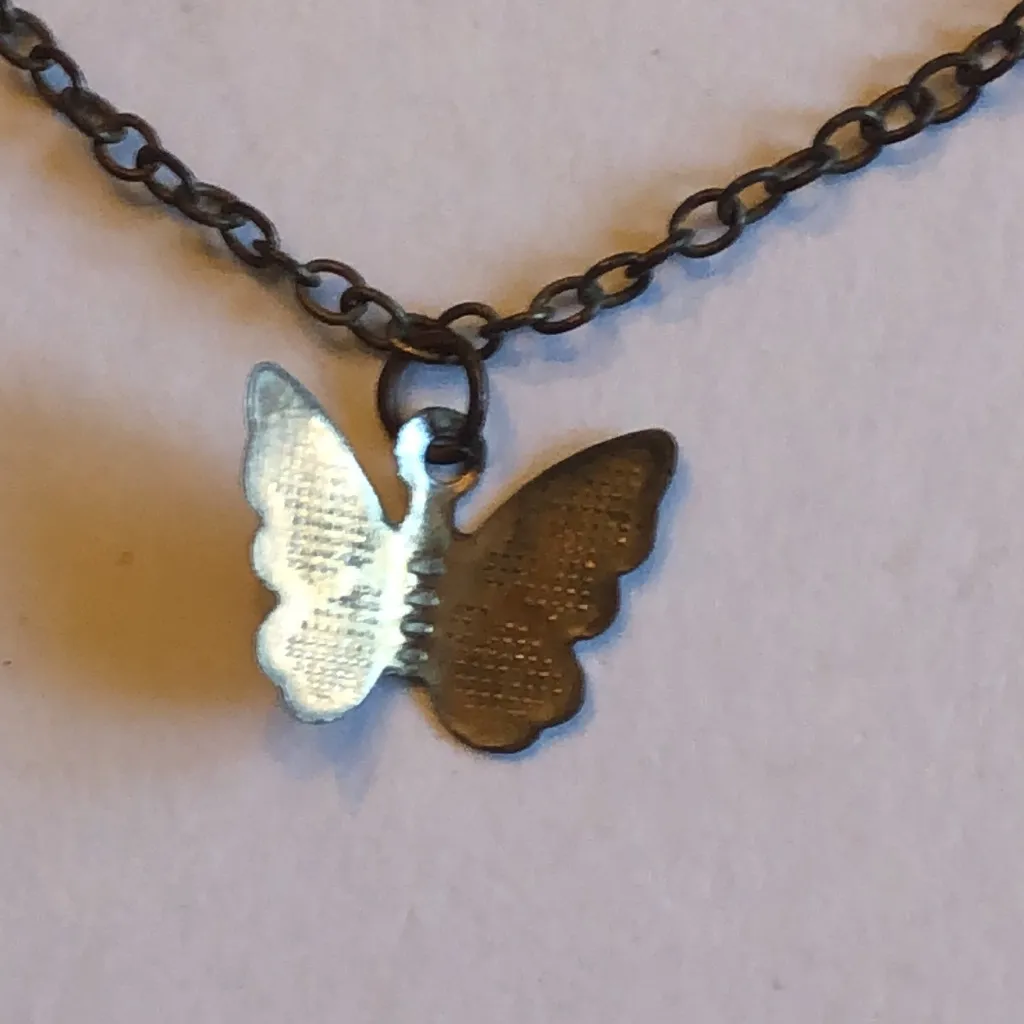 Dainty Boho Butterfly Charm Necklace Brown - Image 4