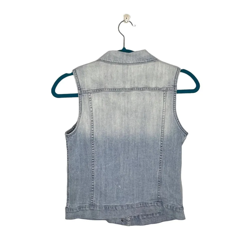GAP Factory Light Acid Bleach Wash Denim Jean Vest Blue Size XS - Image 5