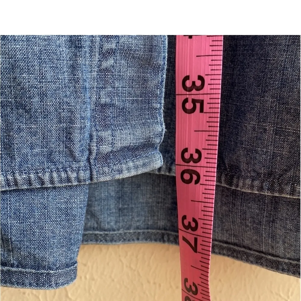 Tommy Bahama Denim Shirt Dress S Self Tie belt 100 % cotton blue chambray - Image 8