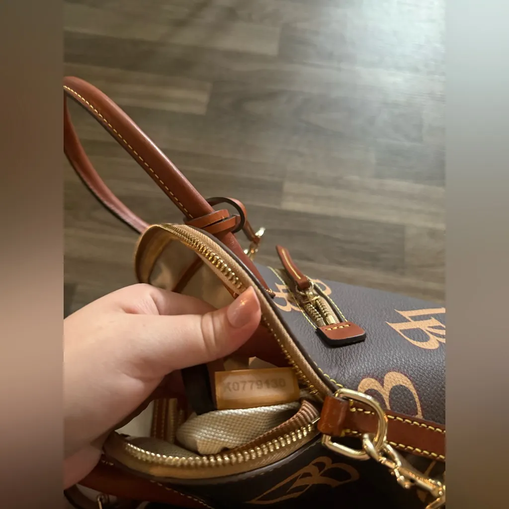 Authentic Dooney & Bourke pebble grain monogrammed domed satchel - Image 6