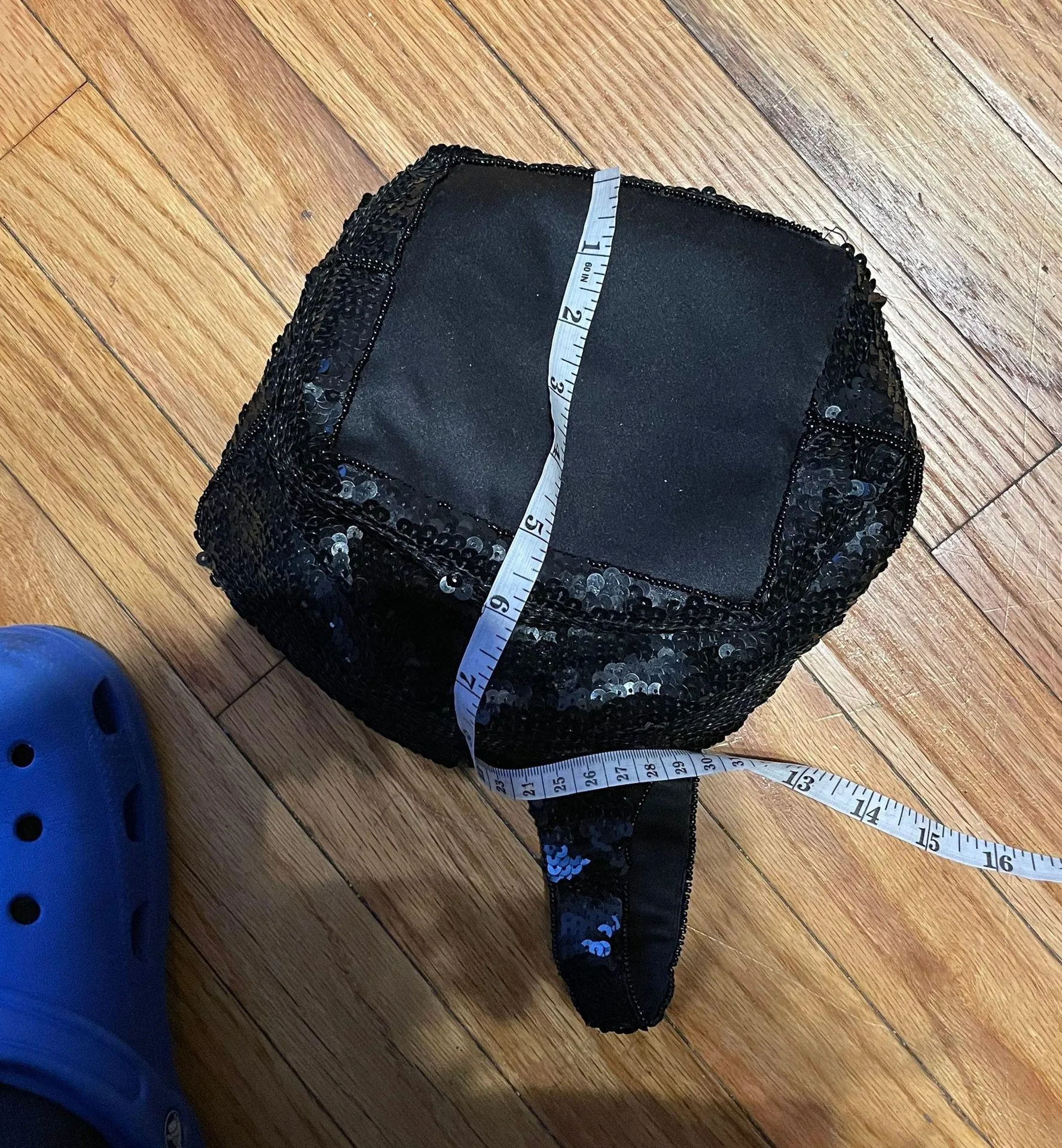 Vintage Bucket Sequins Bag Purse drawstring hand Black - Image 4