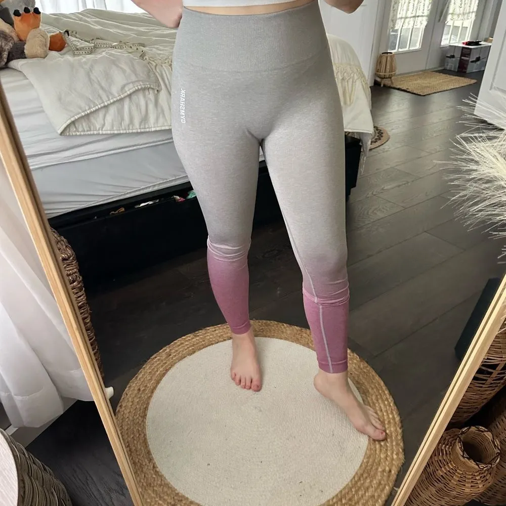 Gymshark Grey Pink Adapt Ombre Seamless Leggings SEE MEASUREMENTS - Image 3