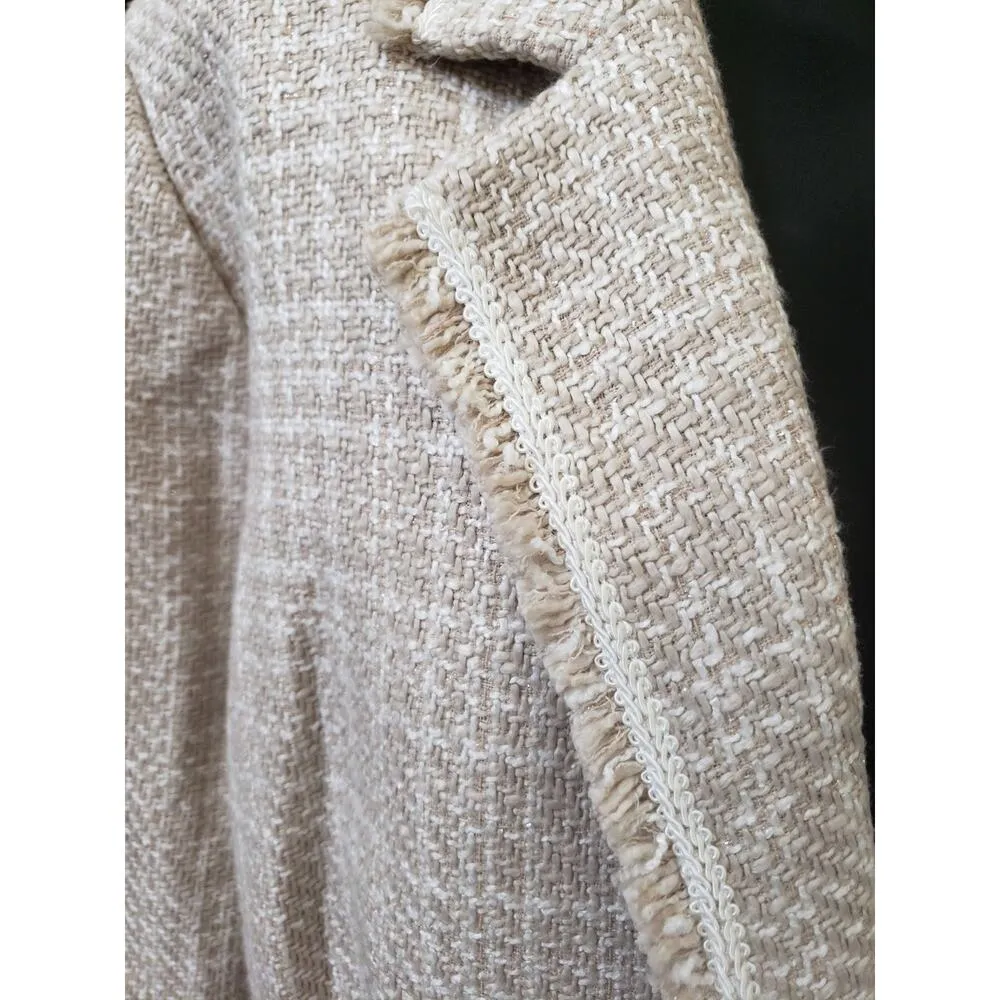 Tahari Arthur S. Levine Skirt Suit Set Womens 22W Beige Fringe Trim Notch Lapel Size undefined - Image 15