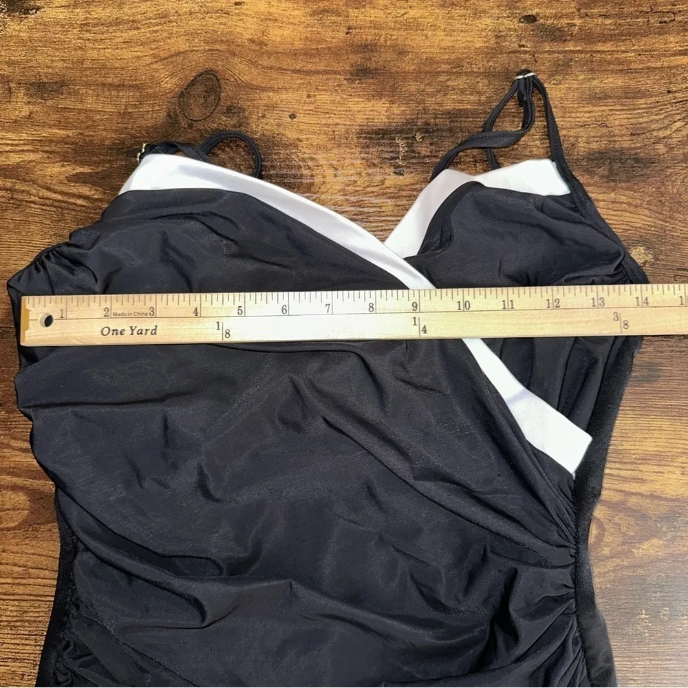 Miraclesuit Swimwear Womens14 Black One Piece New Sensations Colorblock Sanibel - Image 3