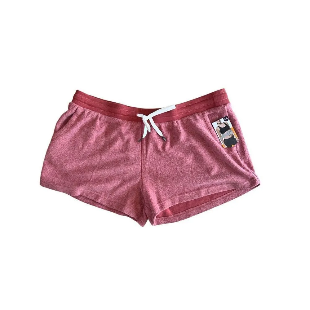 AVIA Reverse Fleece Lounge Shorts Drawstring NWT XXL 2XL Women’s Clay/Brick - Image 2