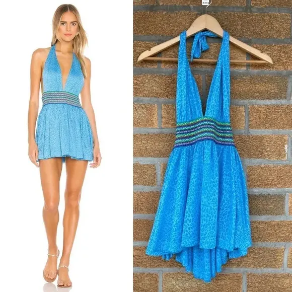 Pitusa Mini Halter Dress in Blue small/medium Blue - Image 2