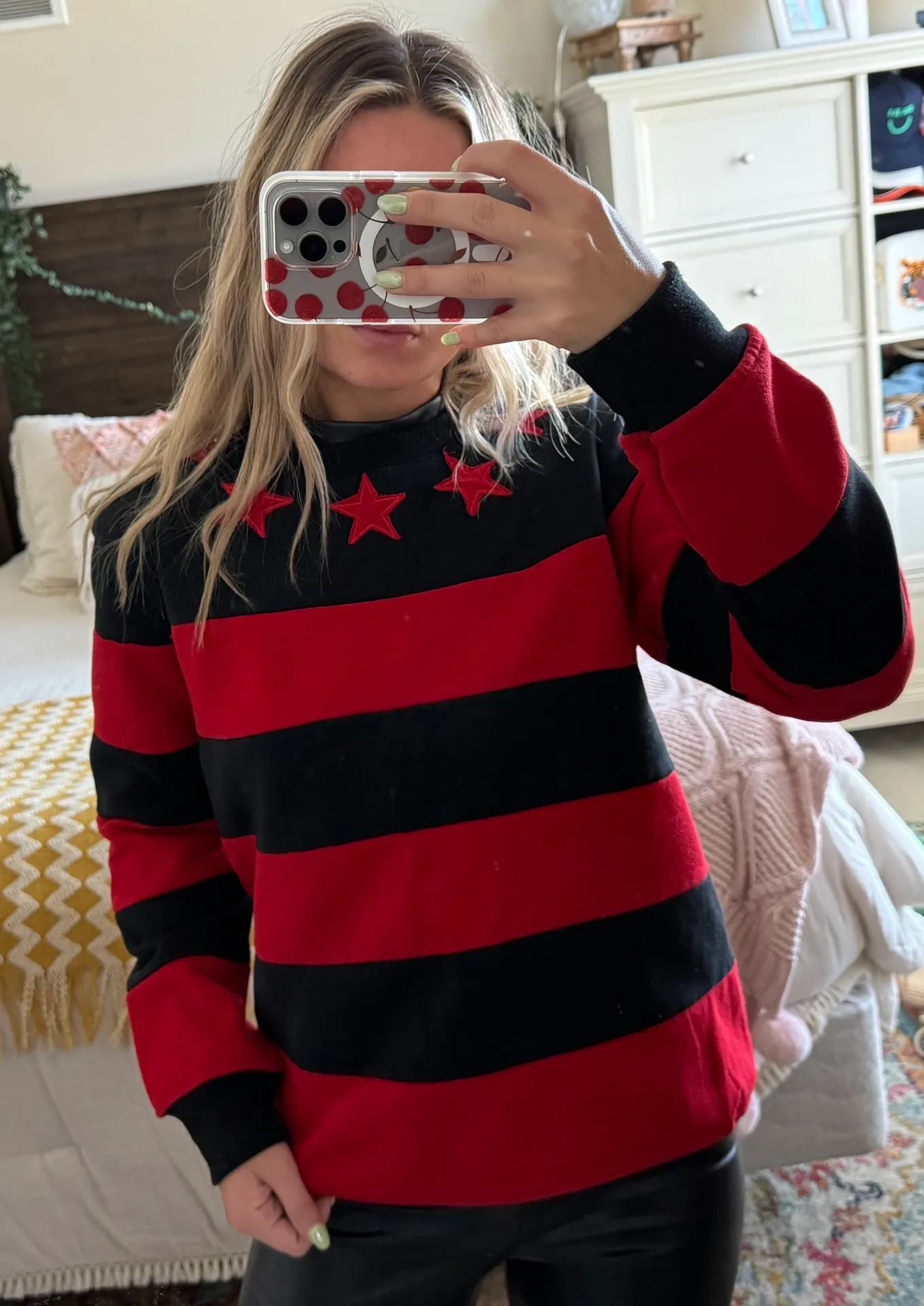 Red And Black Stars And Stripes Crew Neck  - Image 2