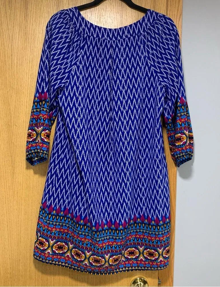 Alya Blue Knee Length Shift Dress - Size Medium - Image 2