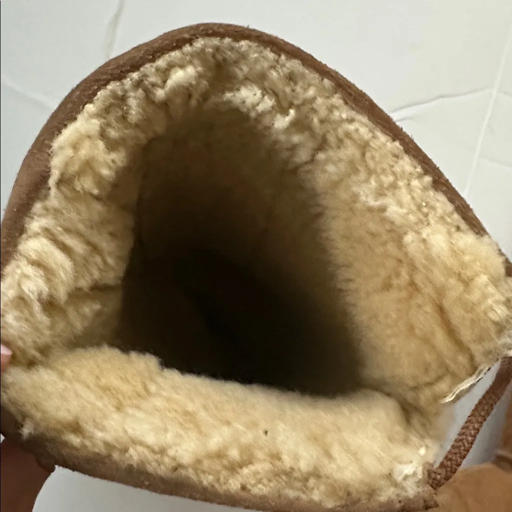 UGG Tall Sherpa Suede Tan Boots 8 Vintage Sheepskin - Image 9