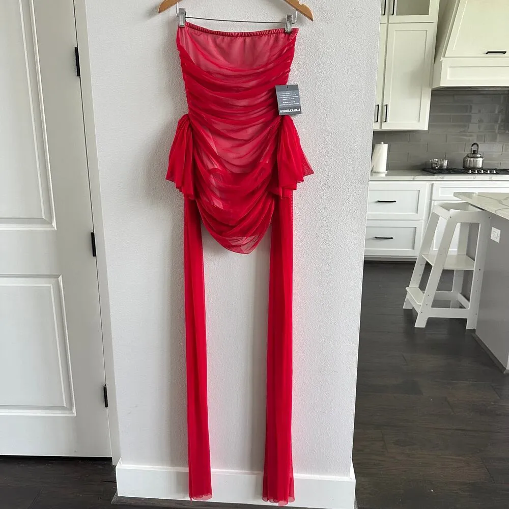 Norma Kamali Strapless Bill Pickleball With Bow Size Large New - Image 2