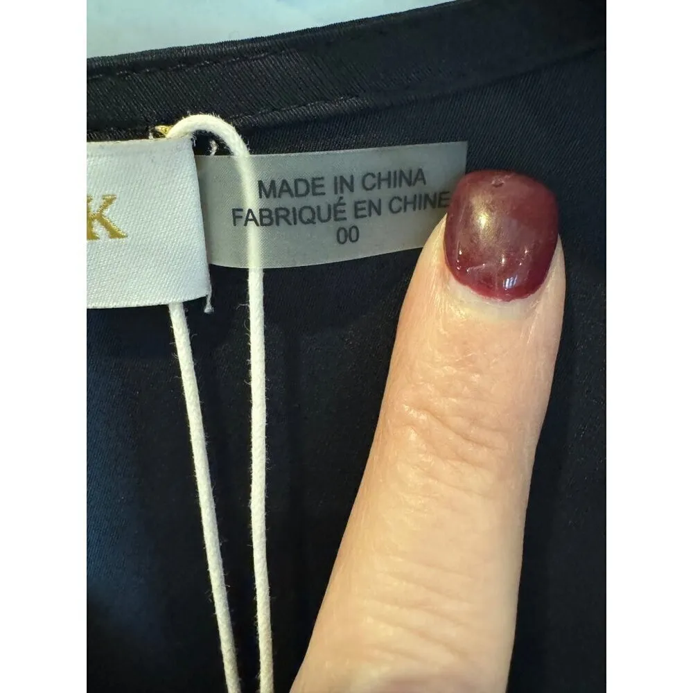 Ramy Brook Dress Women 00 Black Satin Rhinestone Embellished Foxy Mini‎ Cocktail - Image 10