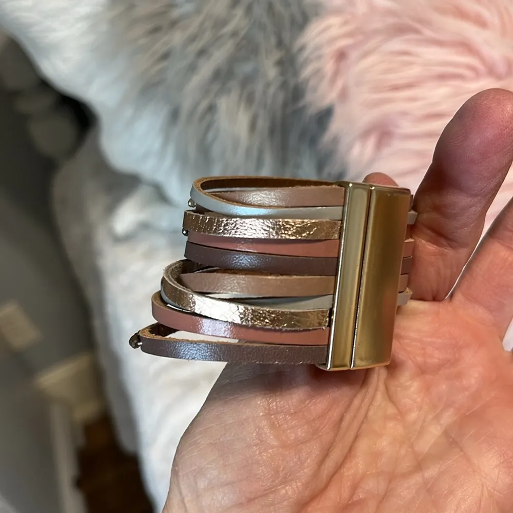 Beaded Multi Strap Bracelet Silver - Image 3