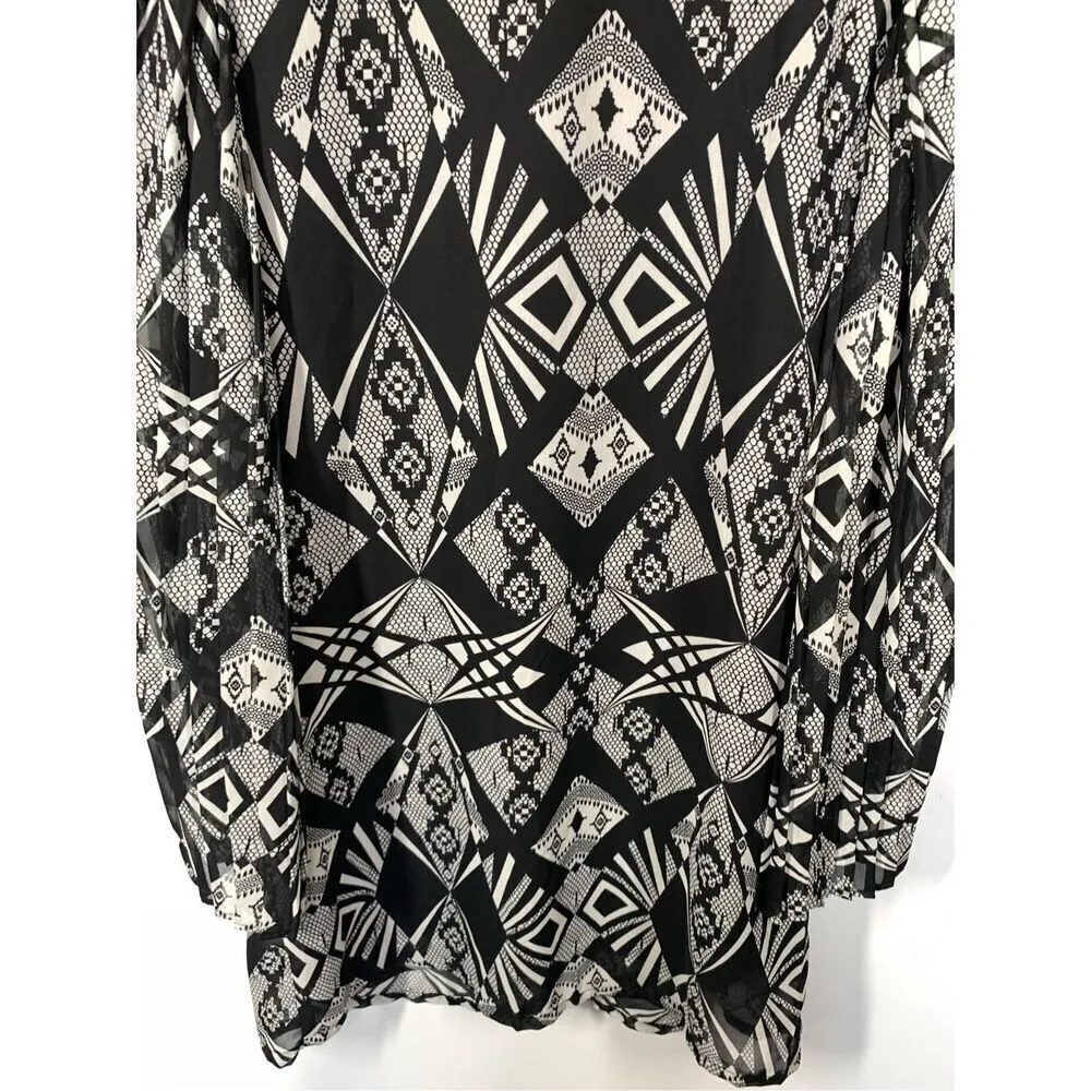Fire Los Angeles Women's Aztec Wide Pleat Sleeve dress Black White Small NWT - Image 6