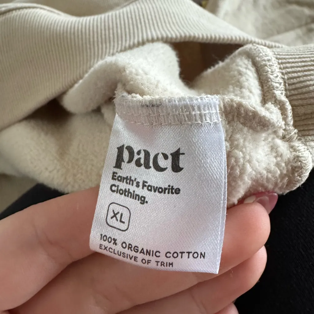 Pact Organic Cotton Leopard Cheetah Multicolored Graphic Print Cream Crewneck XL - Image 8