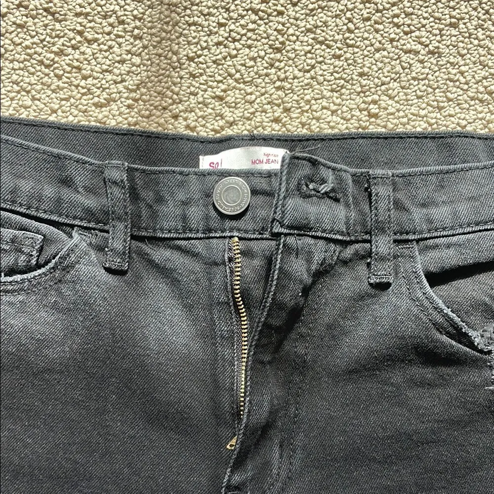Distressed Black Junior’s Mom Jeans - Image 2