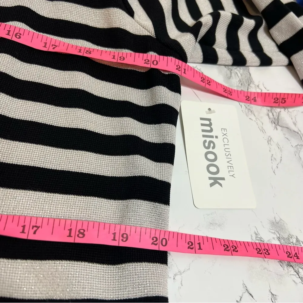 NWT Misook metallic striped blazer jacket Sz L silver black - Image 7