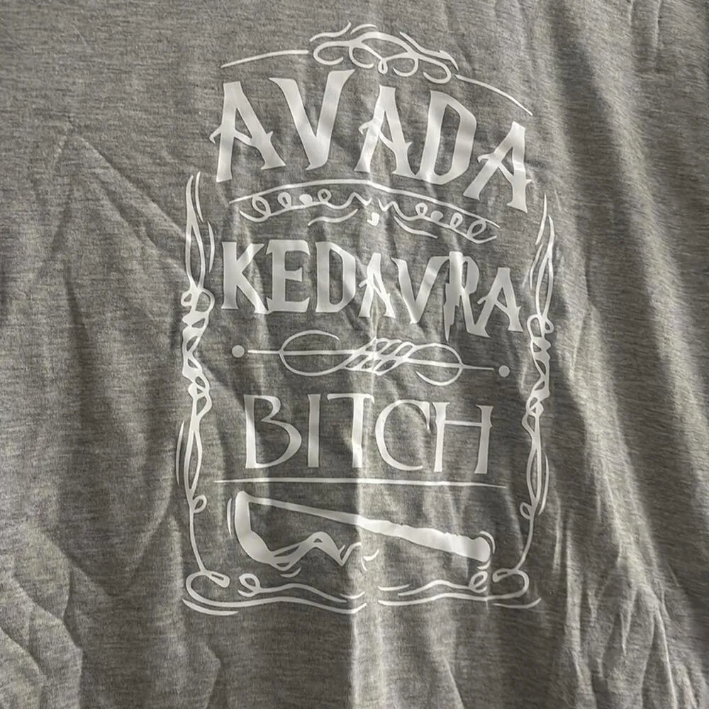 NWOT Unisex Grey Gray Harry Potter Avada Kedavra Spells Shirt Graphic Tee Size XL - Image 4