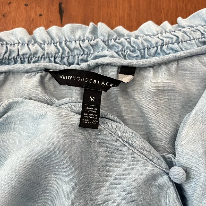 White House Black Market Chambray Peasant Style Blouse - Image 2