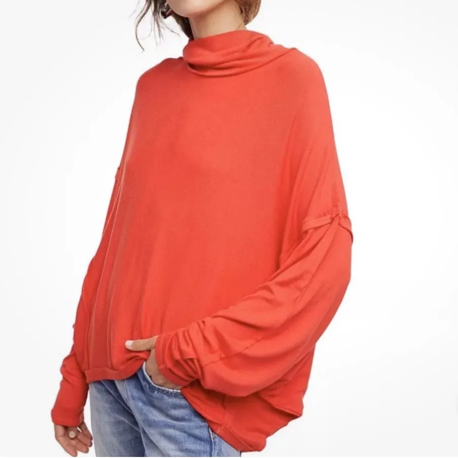 We The Free Alameda Pullover Turtle Neck Ribbed Soft Stretchy‎ Red Size XS - Image 2