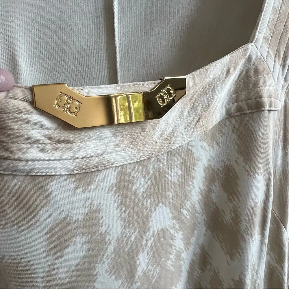 Class Roberto Cavalli Beige Cream Animal Print Dress Size 8 Leopard Short Sleeve Tan - Image 4