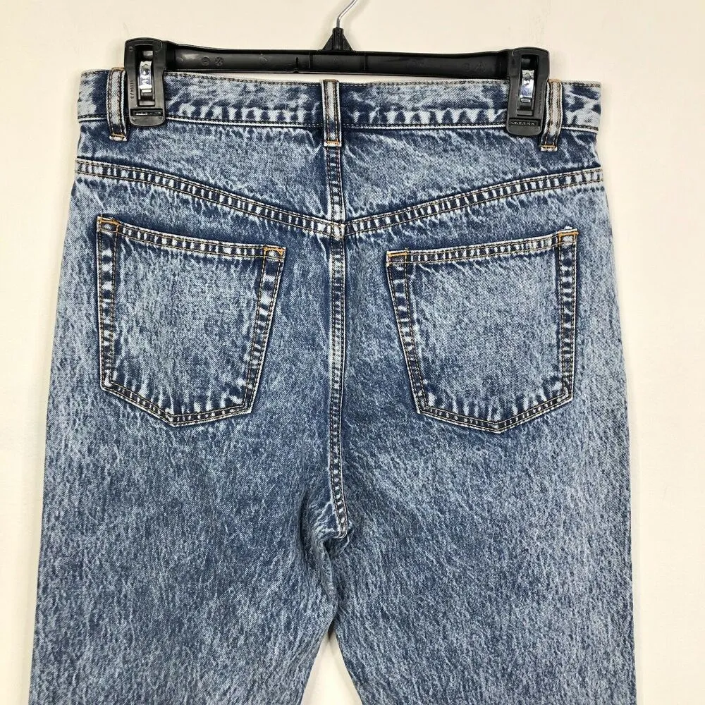 Happy x Nature High Rise Straight Leg Acid Wash Cotton Button Fly Jeans Size 26 Blue - Image 6