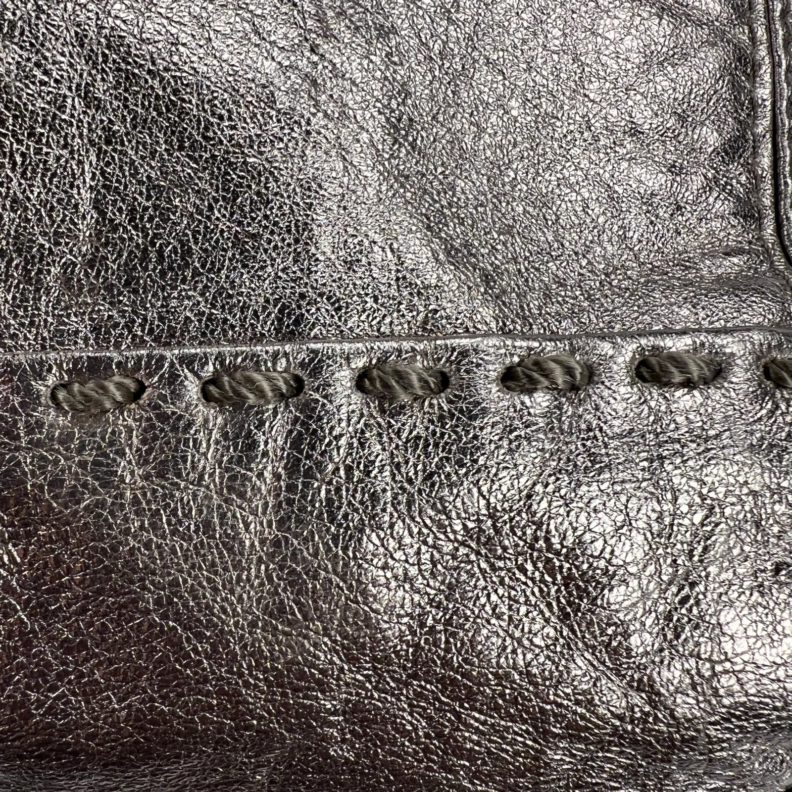 The Sak Pigskin Leather Metallic Gold Satchel Shoulder Bag Purse ~13x9” - Image 3