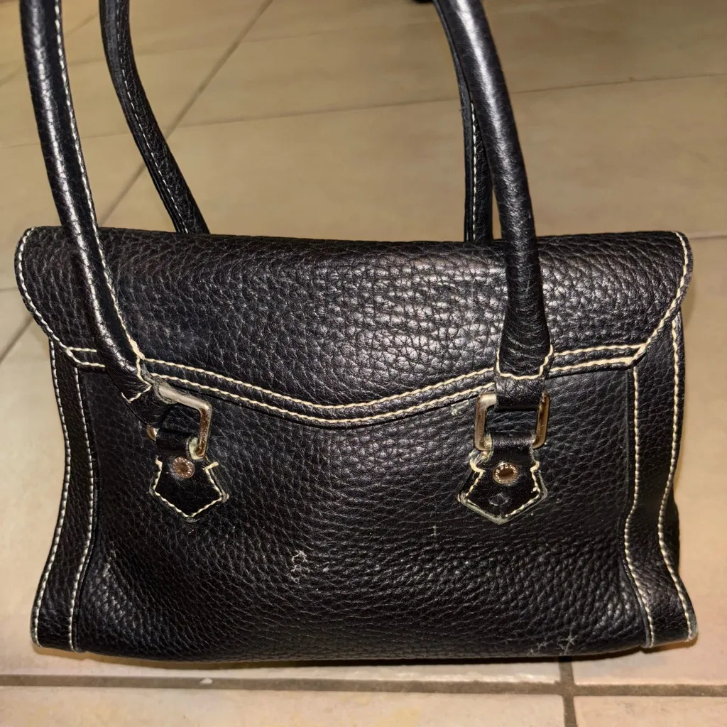 Vintage Dooney & Bourke Black Pebbled Lock and Key Handbag Rare Tag Style - Image 4