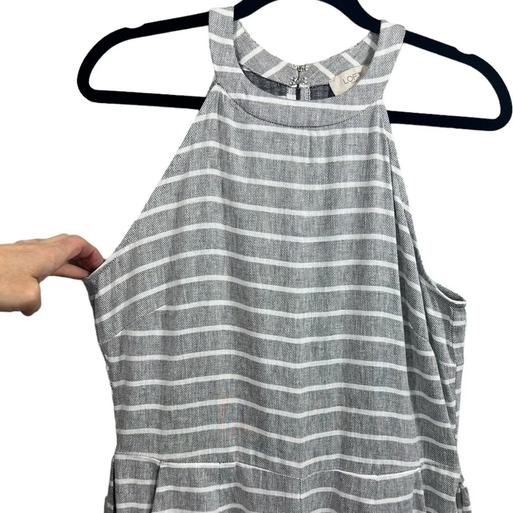 LOFT‎ Linen Blend Wide Leg Halter Jumpsuit S - Image 5