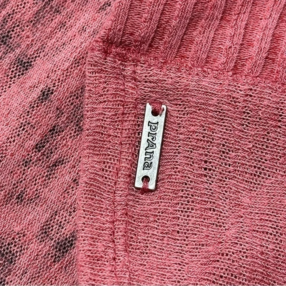 Prana Women’s Size S Pink Mauve Black Medallion Print Open Sweater Knit Cardigan - Image 4