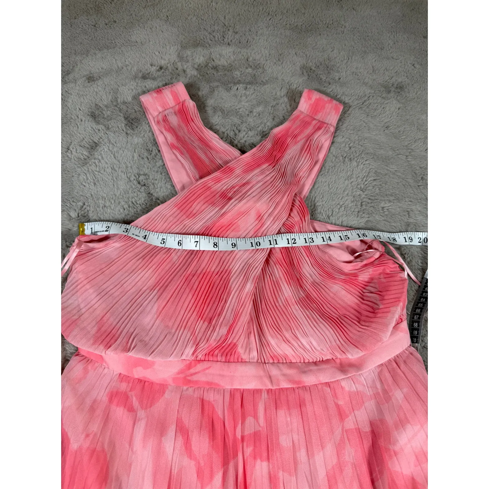 NWT Ted Baker Allover Mirelia Crisscross Halter Pleated‎ Midi Dress Pink L Party - Image 9