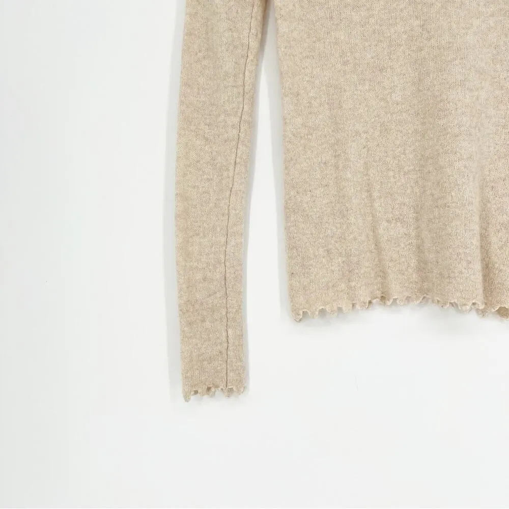 FATE Wool Blend Mock Neck Sweater S Cream Tan - Image 5