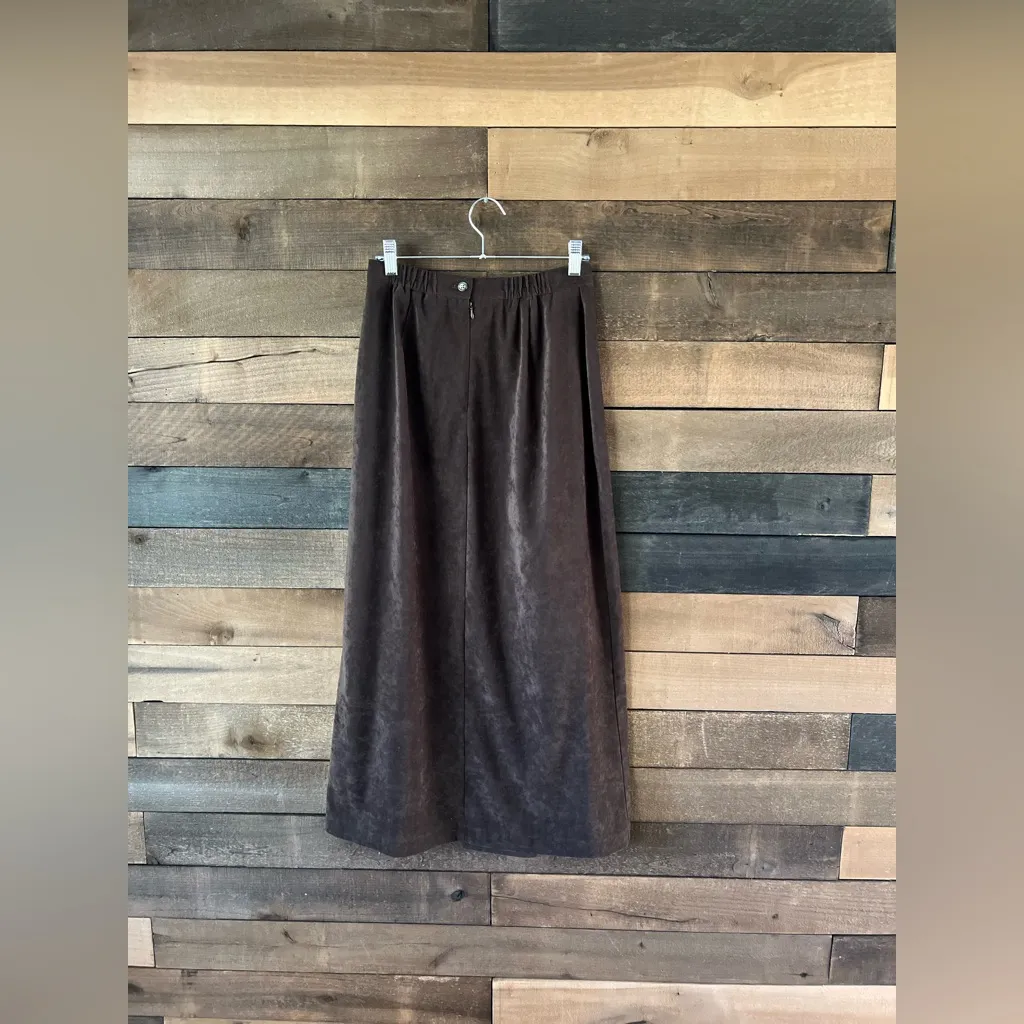 Vintage Coldwater Creek Brown Faux Suede Maxi Skirt Size 8 High Waist Midi/Maxi - Image 3