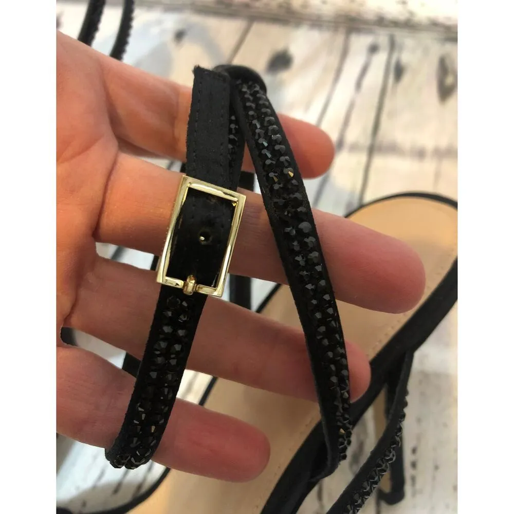 VIA SPIGA Pavlina Strappy Sandal in black satin 3.75" heel size 7 - Image 8