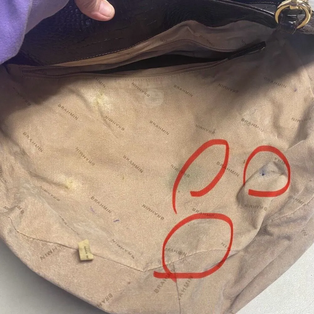 BRAHMIN Thelma Tote Dark Cocoa Dalton Melbourne Croco Shoulder Bag 11.5X5X13 SEE - Image 10