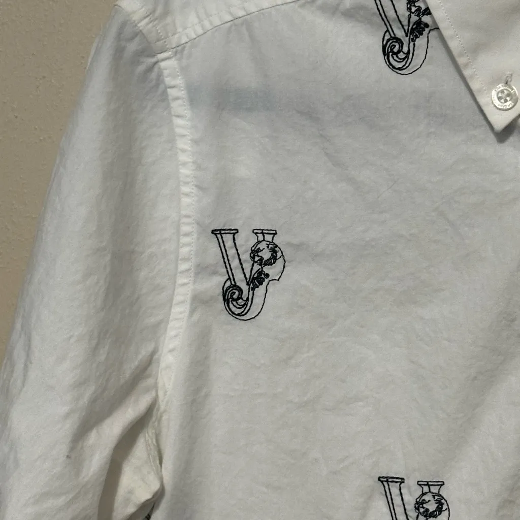 Versace  Jeans‎ Embroidered Logo Button Up Blouse Size Small - Image 2